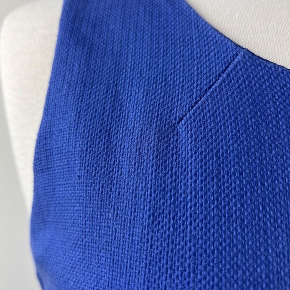 J.Crew Sleeveless Blue Textured Sheath Flare Tank Dress Womens Size 10 - Picture 6 of 7